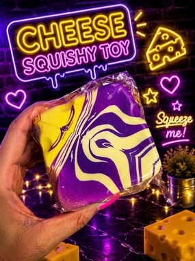 Purple & Yellow Swirl Cheese Squishy Toy